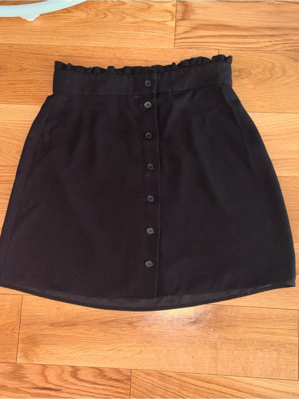 LOFT Black Button-Front Skater Skirt - Picture 2 of 3